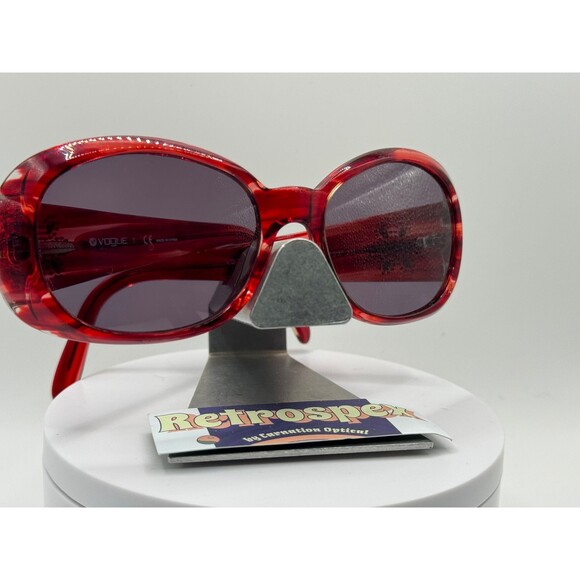 Vintage Y2K Sunglasses 2000s Grey Lens Vogue 2562 Oversize Round Red Frame - Picture 6 of 10